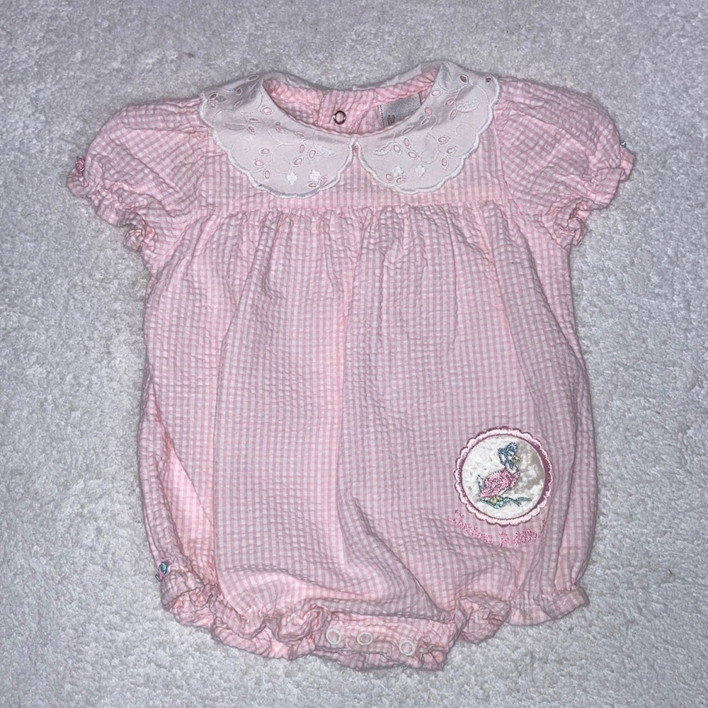 Peter Rabbit & Friends pink gingham jemima puddle duck bubble 6 months